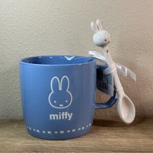 Miffy by Magenta Coffe Mug Bunny Rabbit Ceramic Cup In Blue with White Spoon